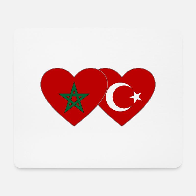Marokko Türkei Flagge Herz - Mousepad (Querformat) - Weiß