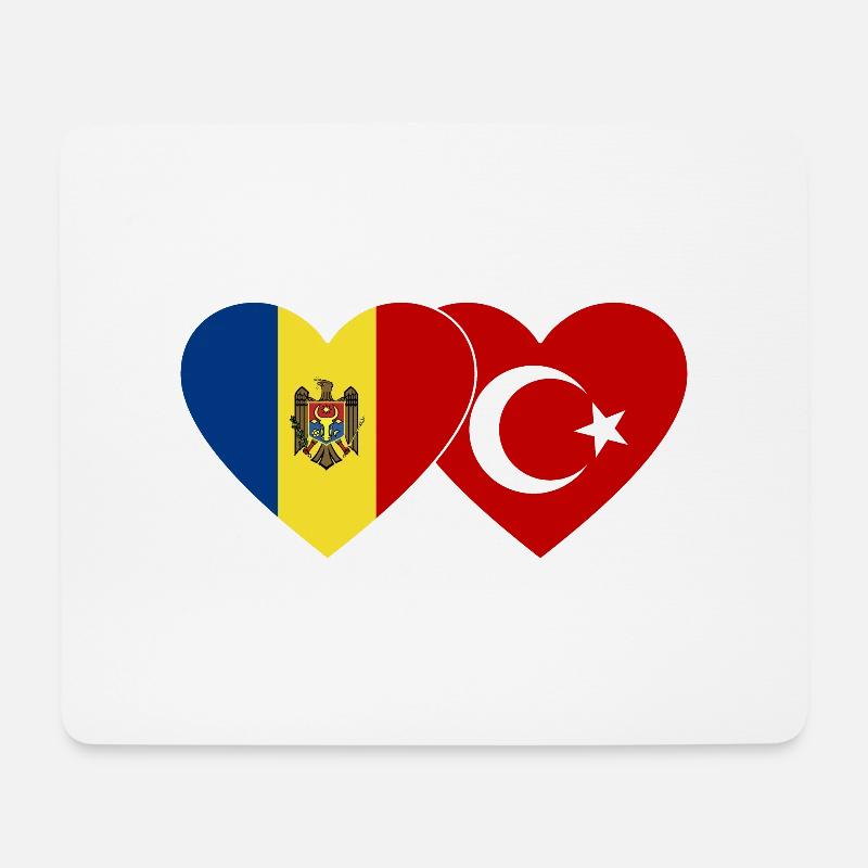Moldawien Türkei Flagge Herz - Mousepad (Querformat) - Weiß
