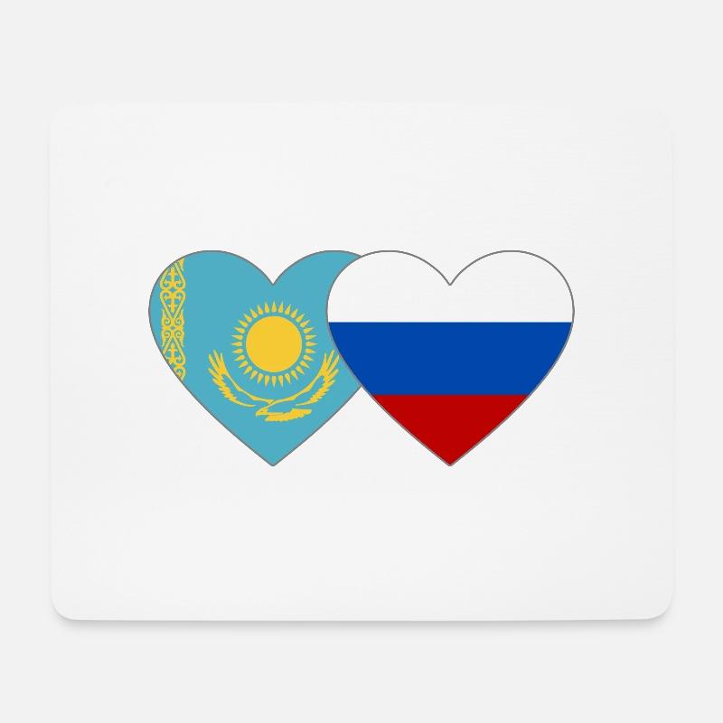 Kasachstan Russland Flagge Herz - Mousepad (Querformat) - Weiß