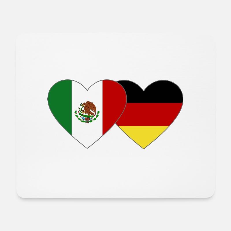 Mexiko Deutschland Flagge Herz - Mousepad (Querformat) - Weiß