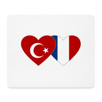 Turquie France Drapeau Coeur - Tapis de souris (format paysage) - blanc - Devant
