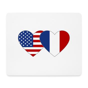 Drapeau USA France Coeur - Tapis de souris (format paysage) - blanc - Devant