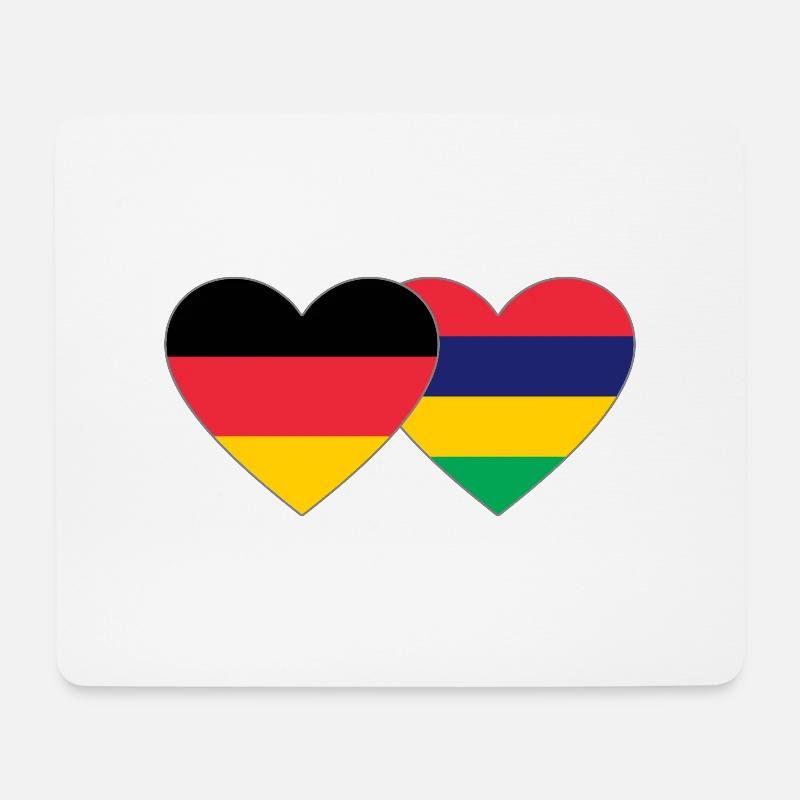 Deutschland Mauritius Flagge Herz - Mousepad (Querformat) - Weiß