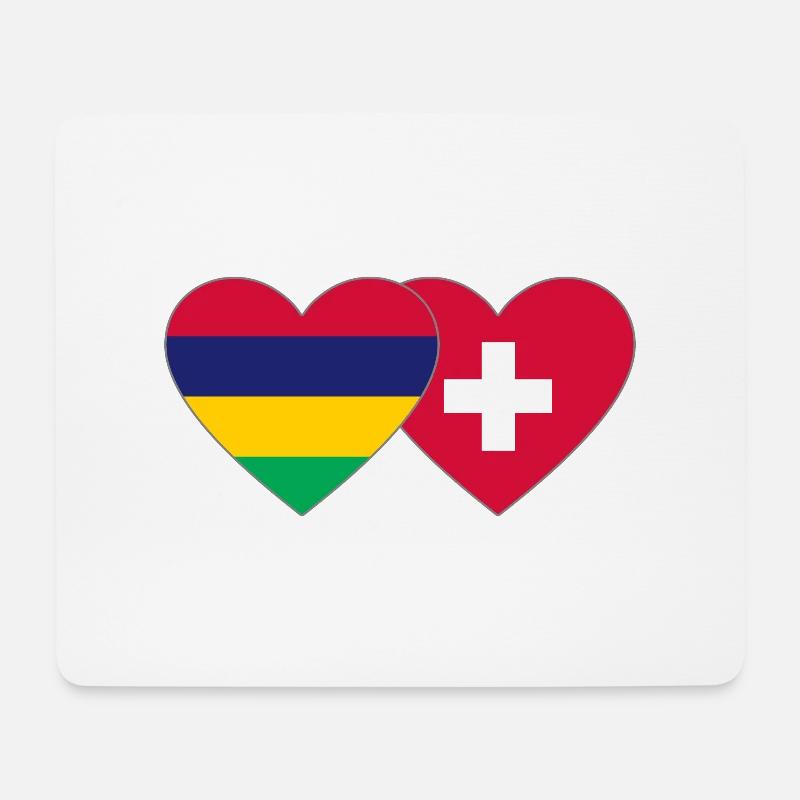 Mauritius Schweiz Flagge Herz - Mousepad (Querformat) - Weiß