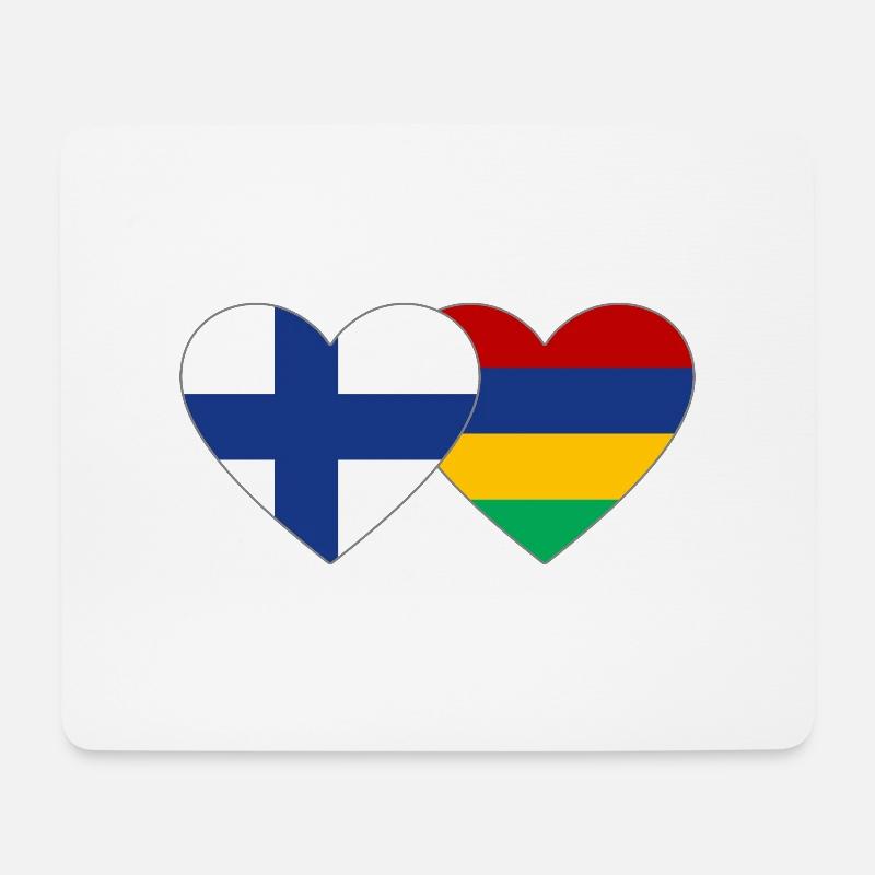 Finnland Mauritius Flagge Herz - Mousepad (Querformat) - Weiß