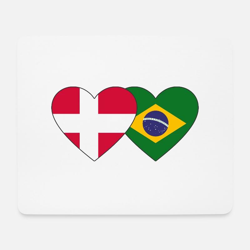 Dänemark Brasilien Flagge Herz - Mousepad (Querformat) - Weiß