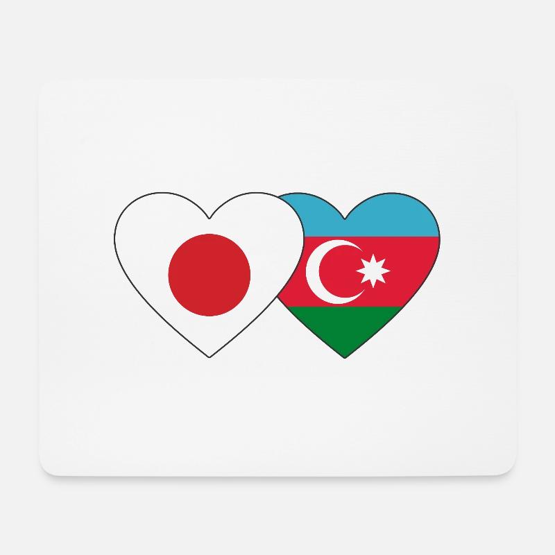 Japan Aserbaidschan Flagge Herz - Mousepad (Querformat) - Weiß