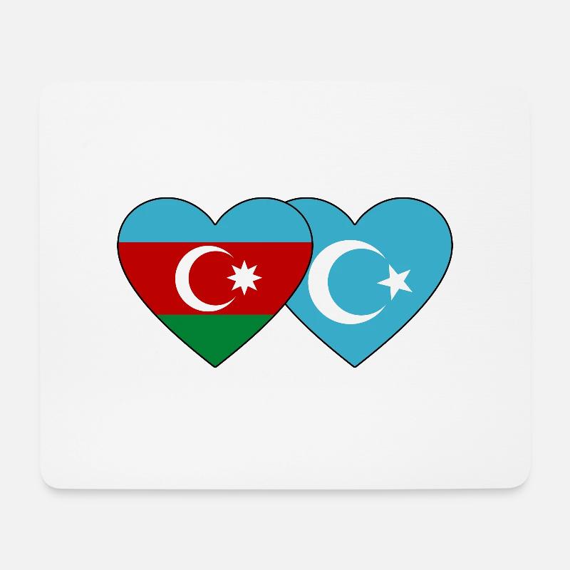 Aserbaidschan Uiguren Ostturkestan Flagge Herz - Mousepad (Querformat) - Weiß