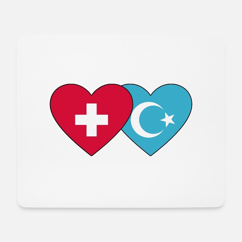 Schweiz Uiguren Flagge Herz - Mousepad (Querformat) - Weiß