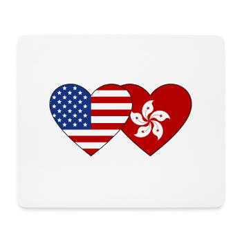 USA Hong Kong Flag Heart - Mouse Pad (horizontal) - white - Front