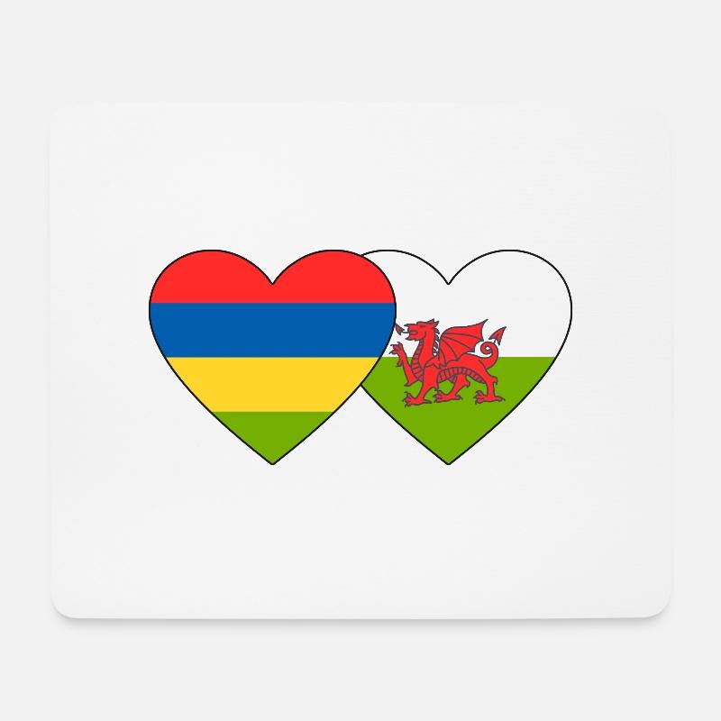 Mauritius Wales Flagge Herz - Mousepad (Querformat) - Weiß