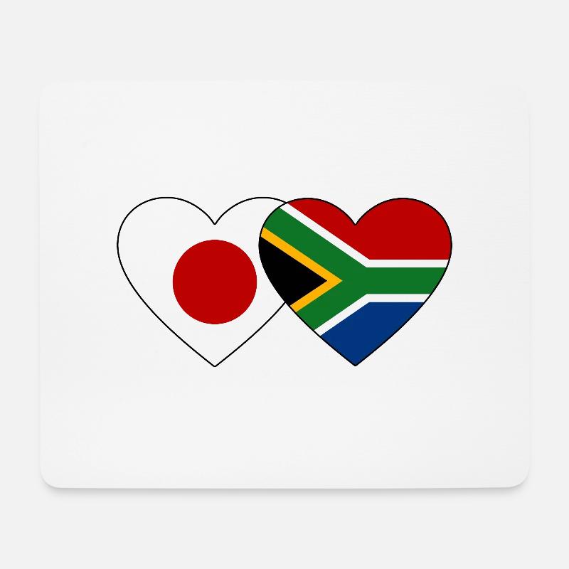 Japan Südafrika Flagge Herz - Mousepad (Querformat) - Weiß