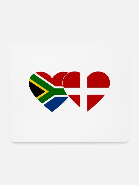 Südafrika Dänemark Flagge Herz - Musemåtte (tværformat) - hvid