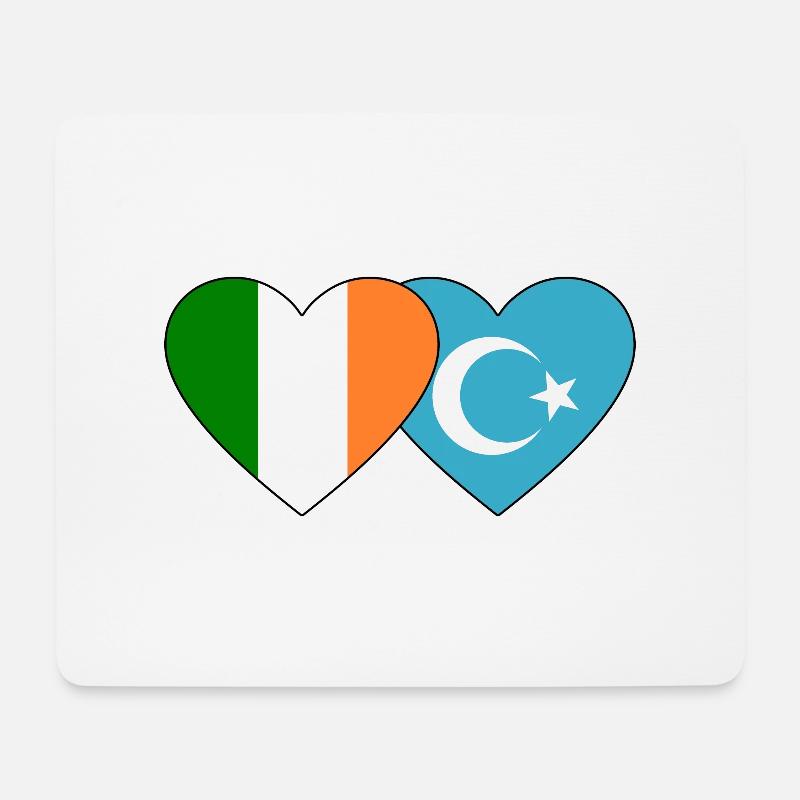 Irland Uiguren Flagge Herz - Mousepad (Querformat) - Weiß