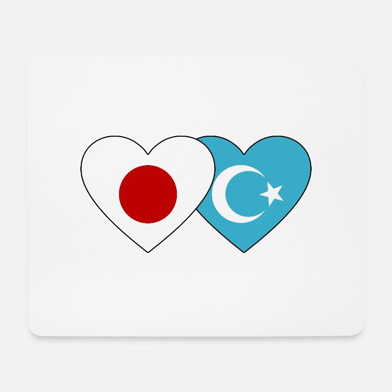 Japan Uiguren Flagge Herz - Mousepad (Querformat) - Weiß