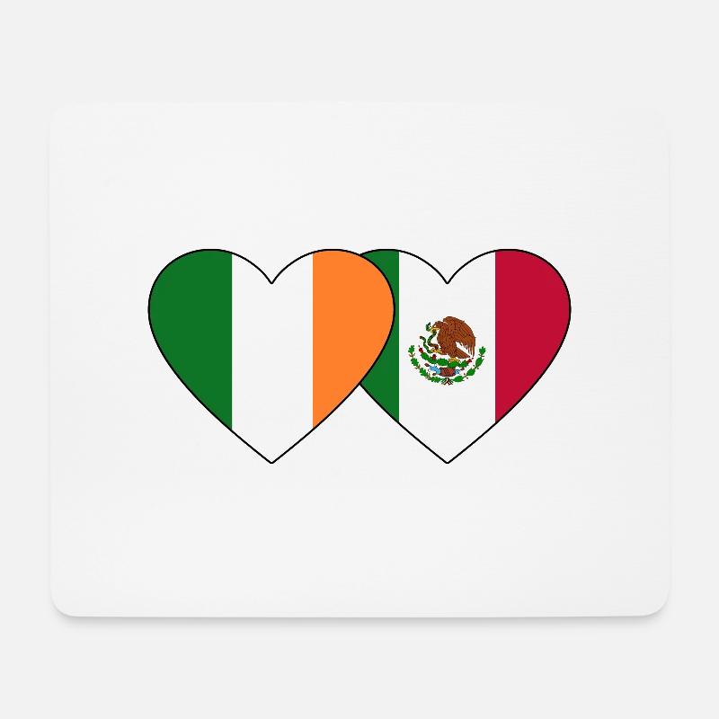 Irland Mexiko Flagge Herz - Mousepad (Querformat) - Weiß