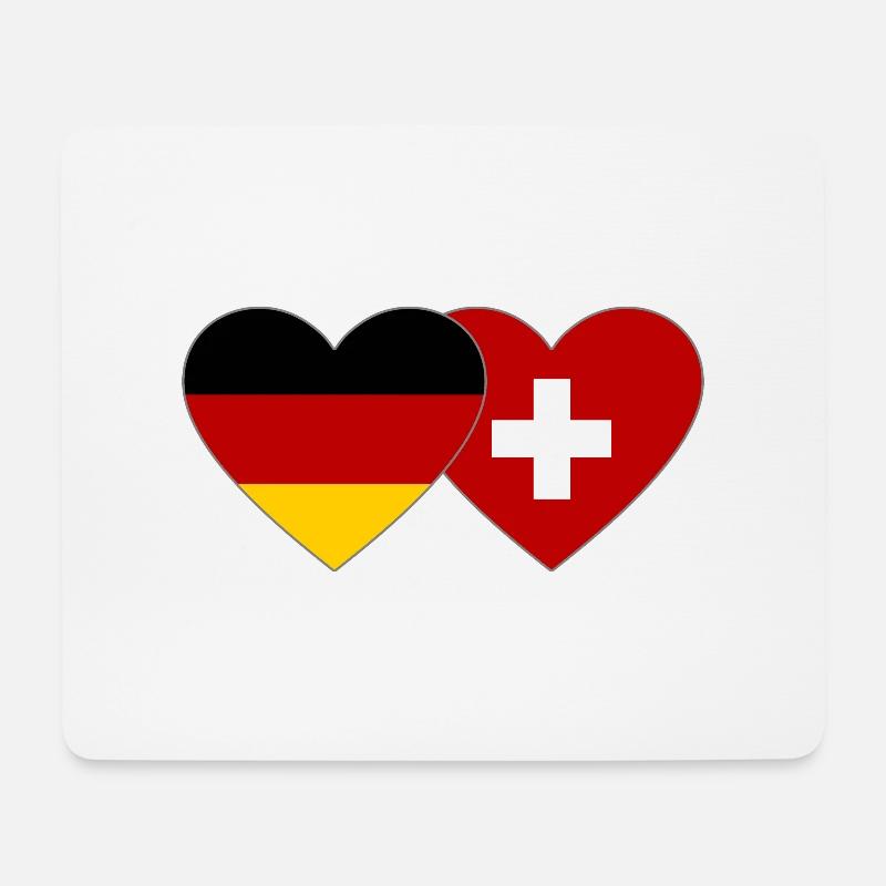 Deutschland Schweiz Herz Flagge - Mousepad (Querformat) - Weiß
