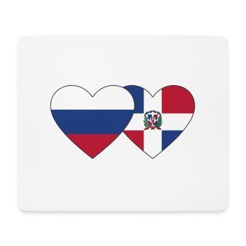 Russie République dominicaine Flag Heart - Tapis de souris (format paysage) - blanc - Devant