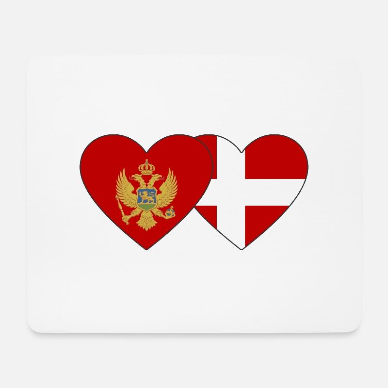 Montenegro Dänemark Flagge - Mousepad (Querformat) - Weiß