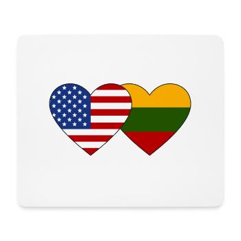 USA Lithuania Flag Heart - Mouse Pad (horizontal) - white - Front
