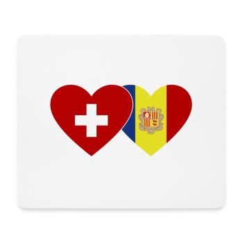 Schweiz Andorra Flagge Herz - Mousepad (Querformat) - Weiß - Vorne