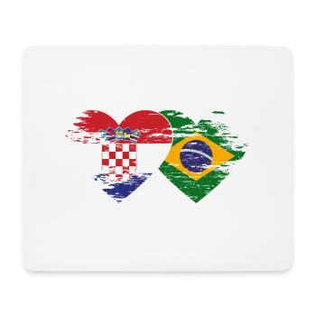 Croatia Brazil flag heart used - Mouse Pad (horizontal) - white - Front