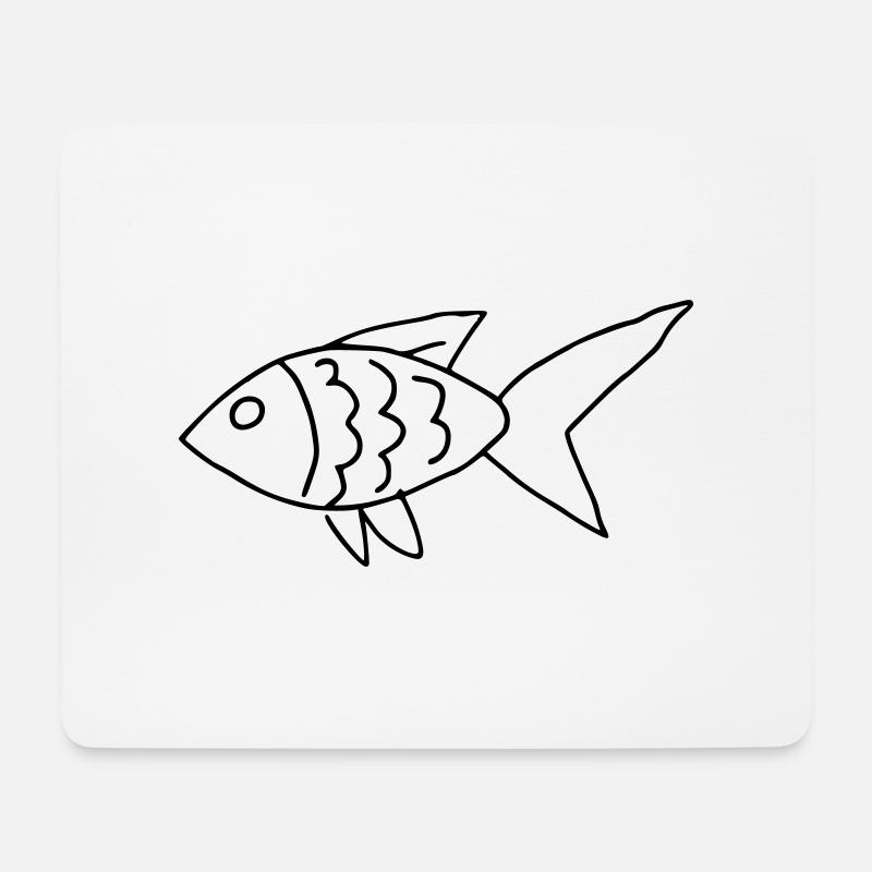 Hand-drawn minimalist children's fish - Mouse Pad (horizontal) - white