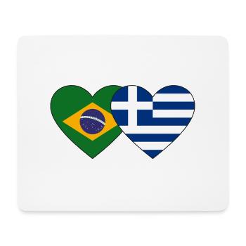 Brazil Greece Flag Heart - Mouse Pad (horizontal) - white - Front