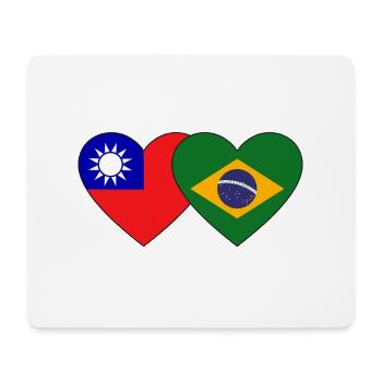 Taïwan Brésil Flag Heart - Tapis de souris (format paysage) - blanc - Devant