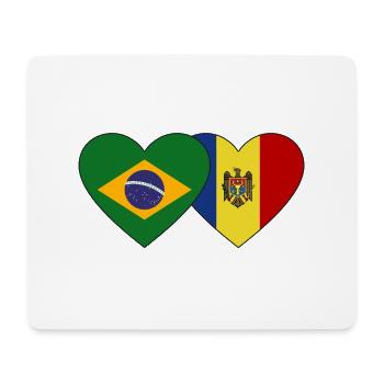 Brasilien Andorra Flagge Herz - Mousepad (Querformat) - Weiß - Vorne