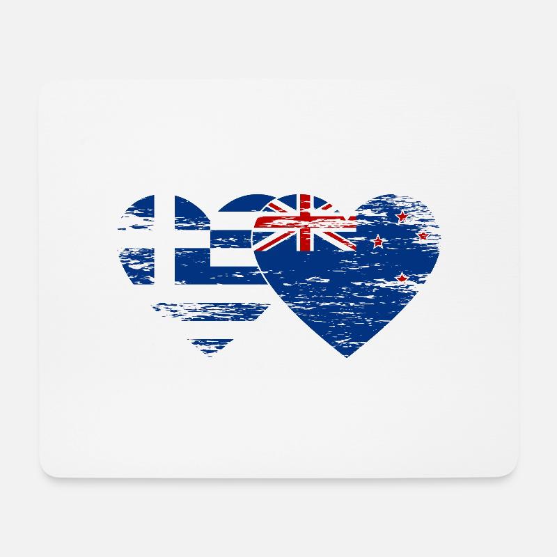 Griechenland Neuseeland Flagge used - Mousepad (Querformat) - Weiß
