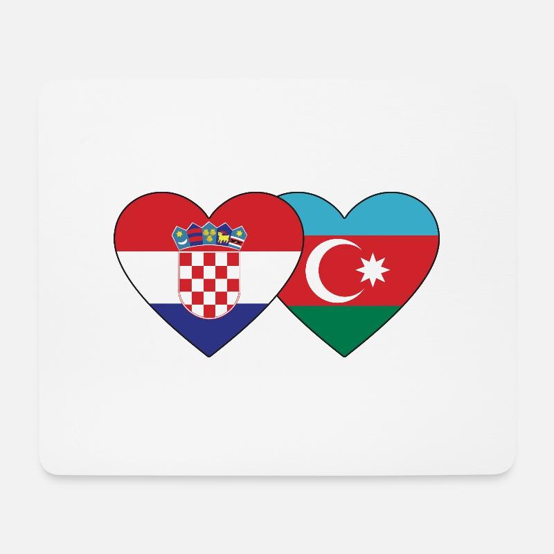 Kroatien Aserbaidschan Flagge Herz - Mousepad (Querformat) - Weiß