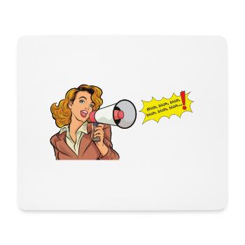Blonde Frau mit Megaphon ruft blah, blah - Mousepad (Querformat) - Weiß - Vorne