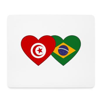 Tunisie Brésil Flag Coeur - Tapis de souris (format paysage) - blanc - Devant