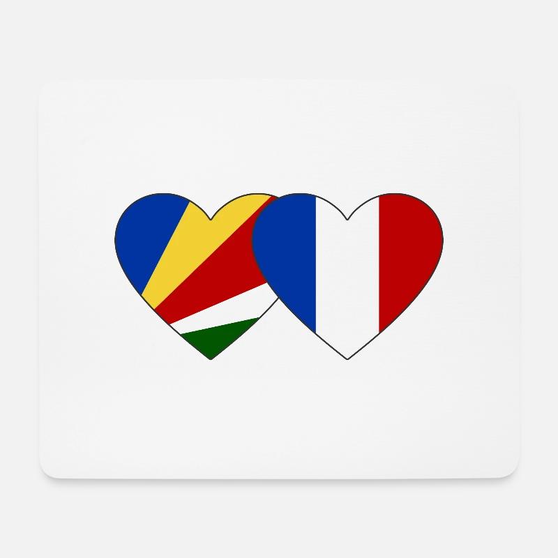 Seychellen Frankreich Flagge Herz - Mousepad (Querformat) - Weiß