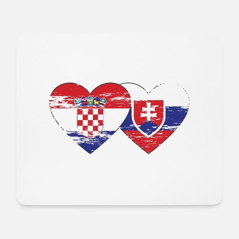 Kroatien Slowakei Flagge Herz used - Mousepad (Querformat) - Weiß