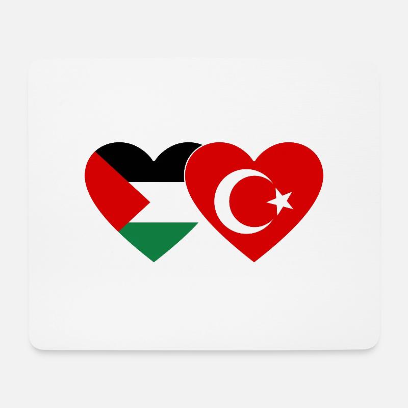 Palästina Türkei Flagge Herz - Mousepad (Querformat) - Weiß