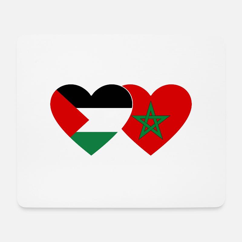 Palästina Marokko Flagge Herz - Mousepad (Querformat) - Weiß