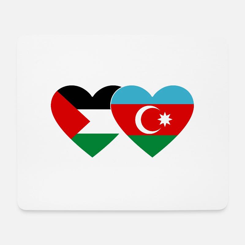 Palästina Aserbaidschan Flagge Herz - Mousepad (Querformat) - Weiß