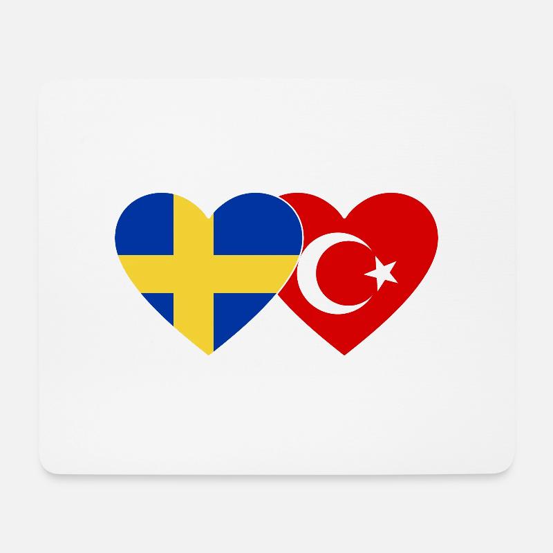 Schweden Türkei Flagge Herz - Mousepad (Querformat) - Weiß