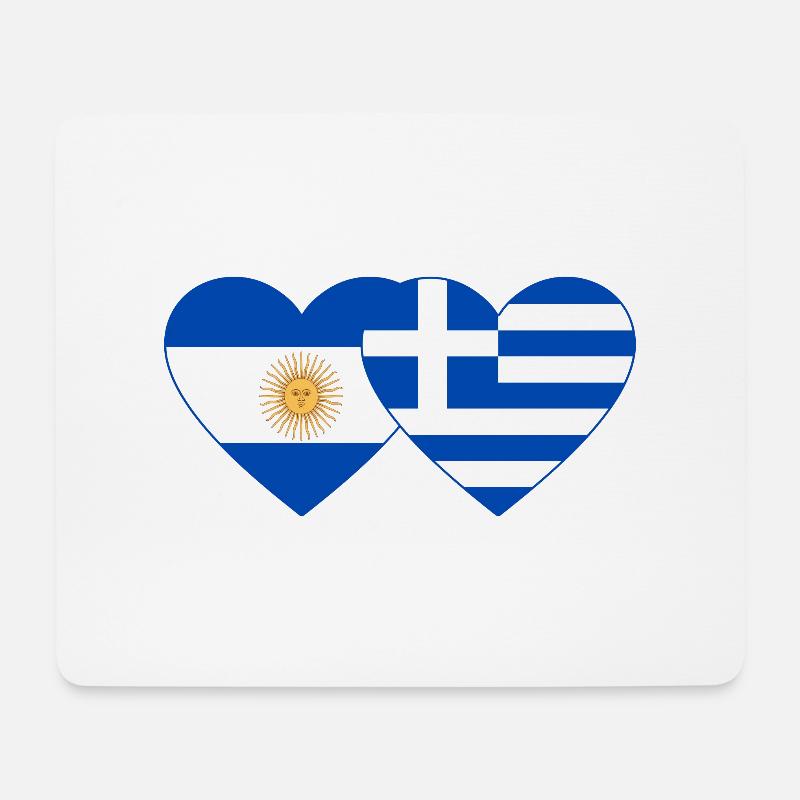 Argentina Greece Flag Heart - Mouse Pad (horizontal) - white