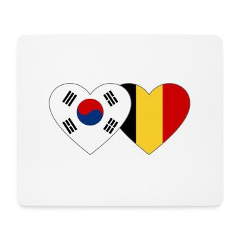 Corée du Sud Belgique Drapeau Coeur - Tapis de souris (format paysage) - blanc - Devant