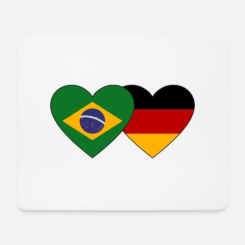Brasilien Deutschland Flagge Herz - Mousepad (Querformat) - Weiß