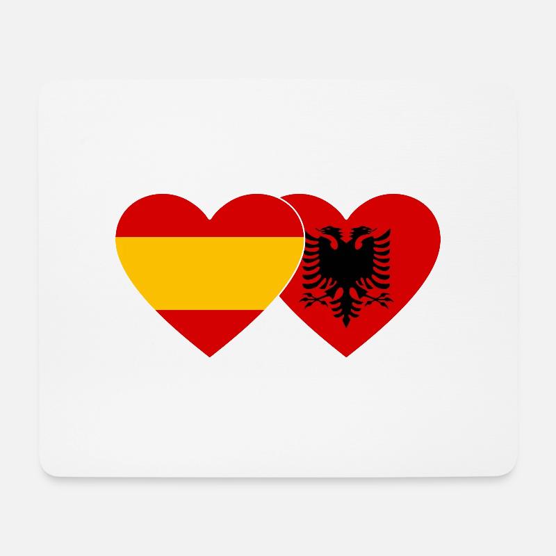 Spanien Albanien Flagge Herz - Mousepad (Querformat) - Weiß