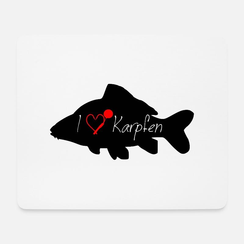 I love KARPFEN schwarz transparent - Mousepad (Querformat) - Weiß