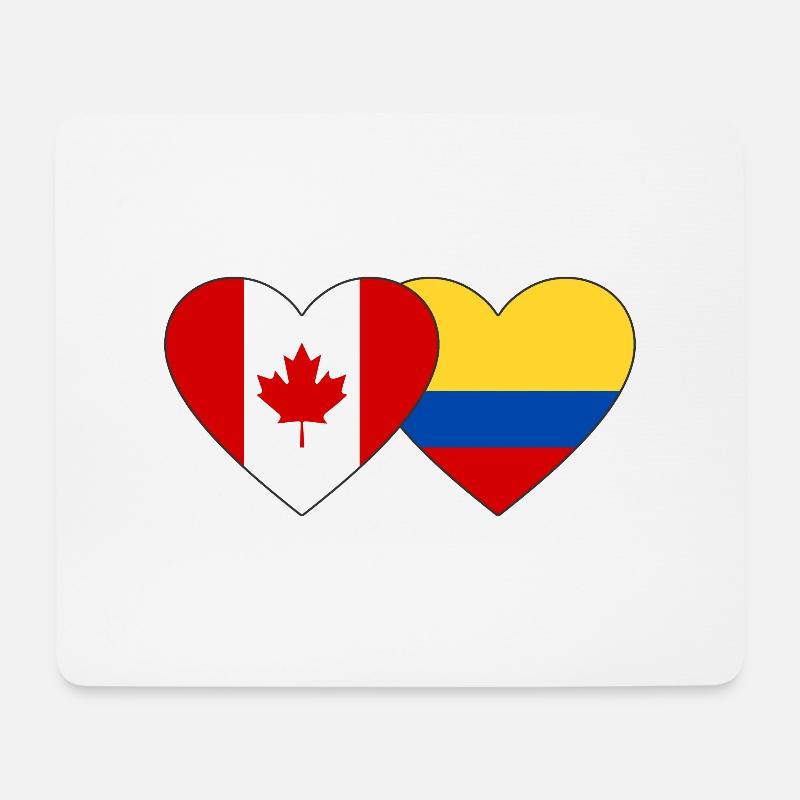Kanada Kolumbien Flagge Herz - Mousepad (Querformat) - Weiß