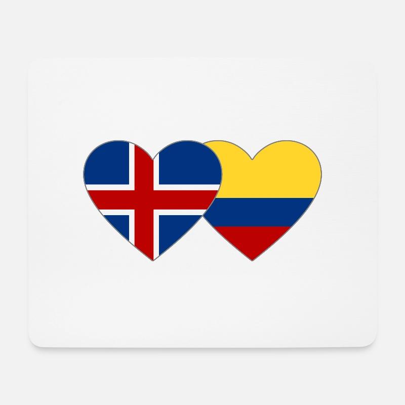 Island Kolumbien Flagge Herz - Mousepad (Querformat) - Weiß