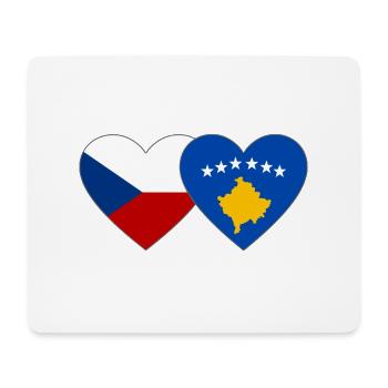 République tchèque Kosovo Drapeau Coeur - Tapis de souris (format paysage) - blanc - Devant