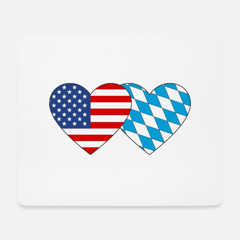 Amerika Bayern Flagge Herz - Mousepad (Querformat) - Weiß