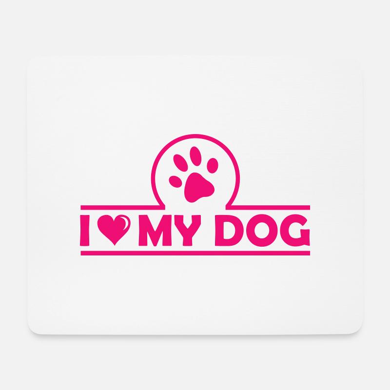 i love my dog - Mousepad (Querformat) - Weiß